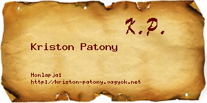 Kriston Patony névjegykártya